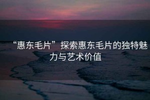 “惠東毛片”探索惠東毛片的獨特魅力與藝術(shù)價(jià)值