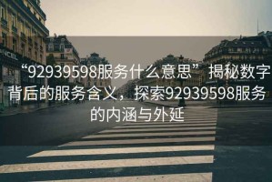 “92939598服務(wù)什么意思”揭秘數字背后的服務(wù)含義，探索92939598服務(wù)的內涵與外延
