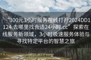 “300元3小時(shí)服務(wù)在線(xiàn)打開(kāi)2024DD1124.去哪里找合適24小時(shí).cc”探索在線(xiàn)服務(wù)新領(lǐng)域，3小時(shí)極速服務(wù)體驗與尋找特定平臺的智慧之旅
