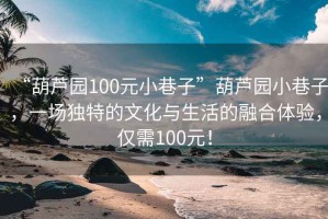 “葫蘆園100元小巷子”葫蘆園小巷子，一場(chǎng)獨特的文化與生活的融合體驗，僅需100元！