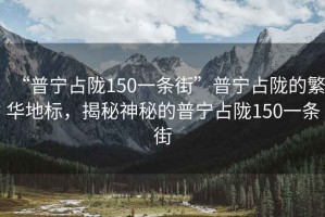 “普寧占隴150一條街”普寧占隴的繁華地標，揭秘神秘的普寧占隴150一條街