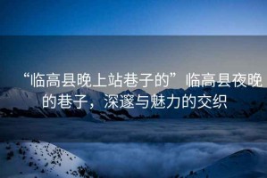 “臨高縣晚上站巷子的”臨高縣夜晚的巷子，深邃與魅力的交織