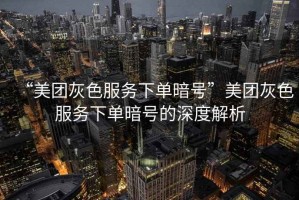 “美團灰色服務(wù)下單暗號”美團灰色服務(wù)下單暗號的深度解析