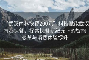 “武漢南巷快餐200元”科技賦能武漢南巷快餐，探索快餐新紀元下的智能變革與消費體驗提升