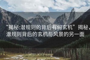“揭秘:潛規則的背后有何玄機”揭秘，潛規則背后的玄機與風(fēng)景的另一面