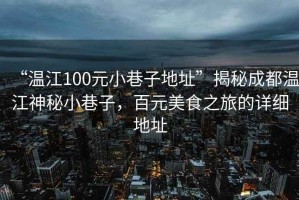 “溫江100元小巷子地址”揭秘成都溫江神秘小巷子，百元美食之旅的詳細地址