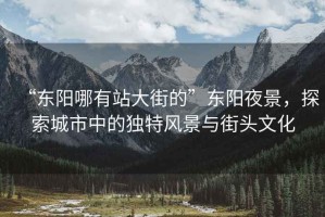 “東陽(yáng)哪有站大街的”東陽(yáng)夜景，探索城市中的獨特風(fēng)景與街頭文化