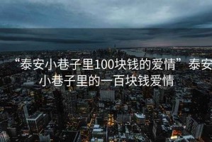“泰安小巷子里100塊錢(qián)的愛(ài)情”泰安小巷子里的一百塊錢(qián)愛(ài)情
