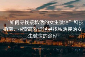 “如何尋找接私活的女生微信”科技指南，探索高效途徑尋找私活接洽女生微信的途徑