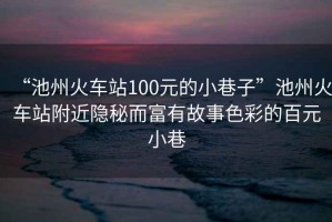 “池州火車(chē)站100元的小巷子”池州火車(chē)站附近隱秘而富有故事色彩的百元小巷