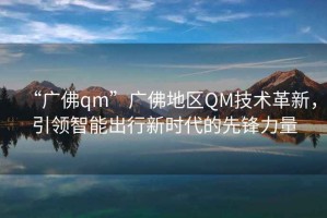 “廣佛qm”廣佛地區QM技術(shù)革新，引領(lǐng)智能出行新時(shí)代的先鋒力量