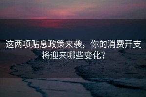 這兩項貼息政策來(lái)襲，你的消費開(kāi)支將迎來(lái)哪些變化？
