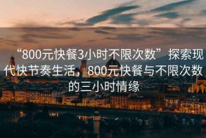 “800元快餐3小時(shí)不限次數”探索現代快節奏生活，800元快餐與不限次數的三小時(shí)情緣