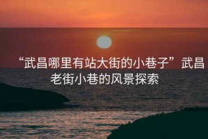 “武昌哪里有站大街的小巷子”武昌老街小巷的風(fēng)景探索