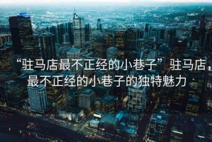 “駐馬店最不正經(jīng)的小巷子”駐馬店，最不正經(jīng)的小巷子的獨特魅力