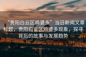 “貴陽(yáng)白云區雞婆多”當日新聞文章標題，貴陽(yáng)白云區雞婆多現象，探尋背后的故事與發(fā)展趨勢