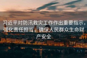 習近平對防汛救災工作作出重要指示，強化責任擔當，確保人民群眾生命財產(chǎn)安全