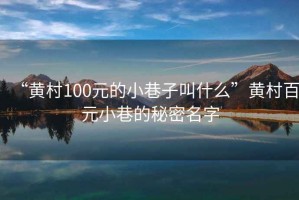 “黃村100元的小巷子叫什么”黃村百元小巷的秘密名字
