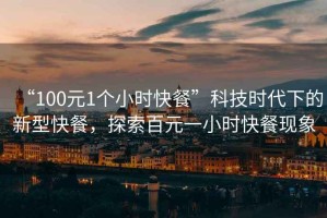 “100元1個(gè)小時(shí)快餐”科技時(shí)代下的新型快餐，探索百元一小時(shí)快餐現象