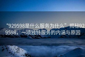 “929598是什么服務(wù)為什么”揭秘929598，一項獨特服務(wù)的內涵與原因