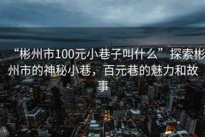 “彬州市100元小巷子叫什么”探索彬州市的神秘小巷，百元巷的魅力和故事