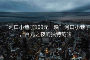 “河口小巷子100元一晚”河口小巷子，百元之夜的獨特韻味