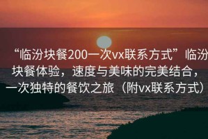 “臨汾塊餐200一次vx聯(lián)系方式”臨汾塊餐體驗，速度與美味的完美結合，一次獨特的餐飲之旅（附vx聯(lián)系方式）