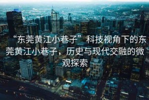 “東莞黃江小巷子”科技視角下的東莞黃江小巷子，歷史與現代交融的微觀(guān)探索