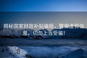 揭秘國家財政補貼騙局，警惕虛假信息，切勿上當受騙！