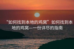 “如何找到本地的雞窩”如何找到本地的雞窩—一份詳盡的指南