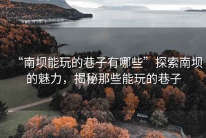 “南壩能玩的巷子有哪些”探索南壩的魅力，揭秘那些能玩的巷子