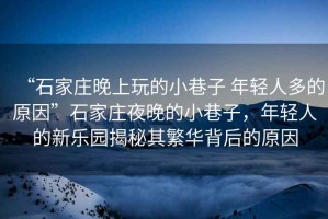 “石家莊晚上玩的小巷子 年輕人多的原因”石家莊夜晚的小巷子，年輕人的新樂(lè )園揭秘其繁華背后的原因