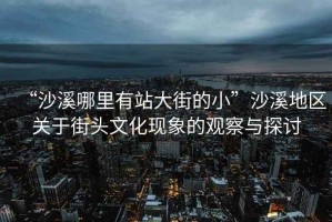 “沙溪哪里有站大街的小”沙溪地區關(guān)于街頭文化現象的觀(guān)察與探討