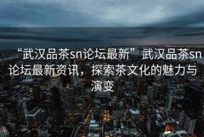“武漢品茶sn論壇最新”武漢品茶sn論壇最新資訊，探索茶文化的魅力與演變