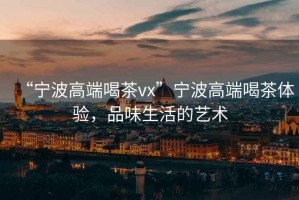 “寧波高端喝茶vx”寧波高端喝茶體驗，品味生活的藝術(shù)