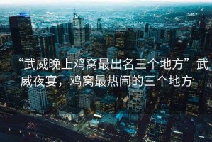 “武威晚上雞窩最出名三個(gè)地方”武威夜宴，雞窩最熱鬧的三個(gè)地方