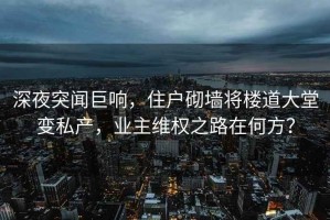 深夜突聞巨響，住戶(hù)砌墻將樓道大堂變私產(chǎn)，業(yè)主維權之路在何方？