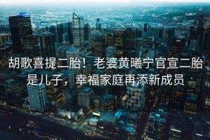胡歌喜提二胎！老婆黃曦寧官宣二胎是兒子，幸福家庭再添新成員