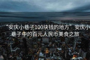 “安慶小巷子100塊錢(qián)的地方”安慶小巷子中的百元人民幣美食之旅