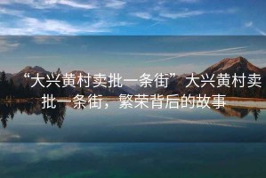 “大興黃村賣(mài)批一條街”大興黃村賣(mài)批一條街，繁榮背后的故事