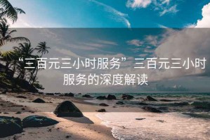 “三百元三小時(shí)服務(wù)”三百元三小時(shí)服務(wù)的深度解讀