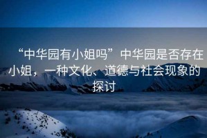 “中華園有小姐嗎”中華園是否存在小姐，一種文化、道德與社會(huì )現象的探討