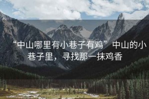 “中山哪里有小巷子有雞”中山的小巷子里，尋找那一抹雞香
