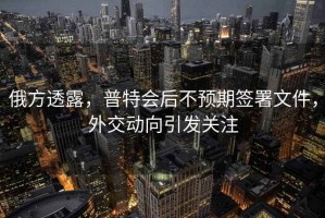 俄方透露，普特會(huì )后不預期簽署文件，外交動(dòng)向引發(fā)關(guān)注