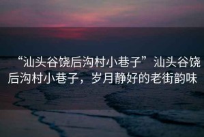 “汕頭谷饒后溝村小巷子”汕頭谷饒后溝村小巷子，歲月靜好的老街韻味