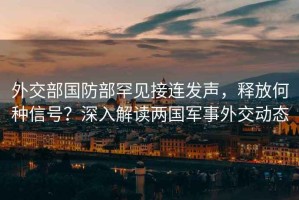 外交部國防部罕見(jiàn)接連發(fā)聲，釋放何種信號？深入解讀兩國軍事外交動(dòng)態(tài)