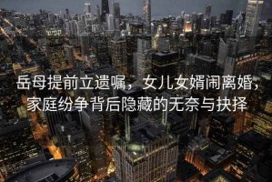 岳母提前立遺囑，女兒女婿鬧離婚，家庭紛爭背后隱藏的無(wú)奈與抉擇
