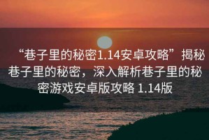 “巷子里的秘密1.14安卓攻略”揭秘巷子里的秘密，深入解析巷子里的秘密游戲安卓版攻略 1.14版