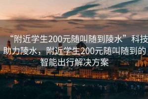 “附近學(xué)生200元隨叫隨到陵水”科技助力陵水，附近學(xué)生200元隨叫隨到的智能出行解決方案