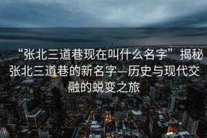 “張北三道巷現在叫什么名字”揭秘張北三道巷的新名字—歷史與現代交融的蛻變之旅